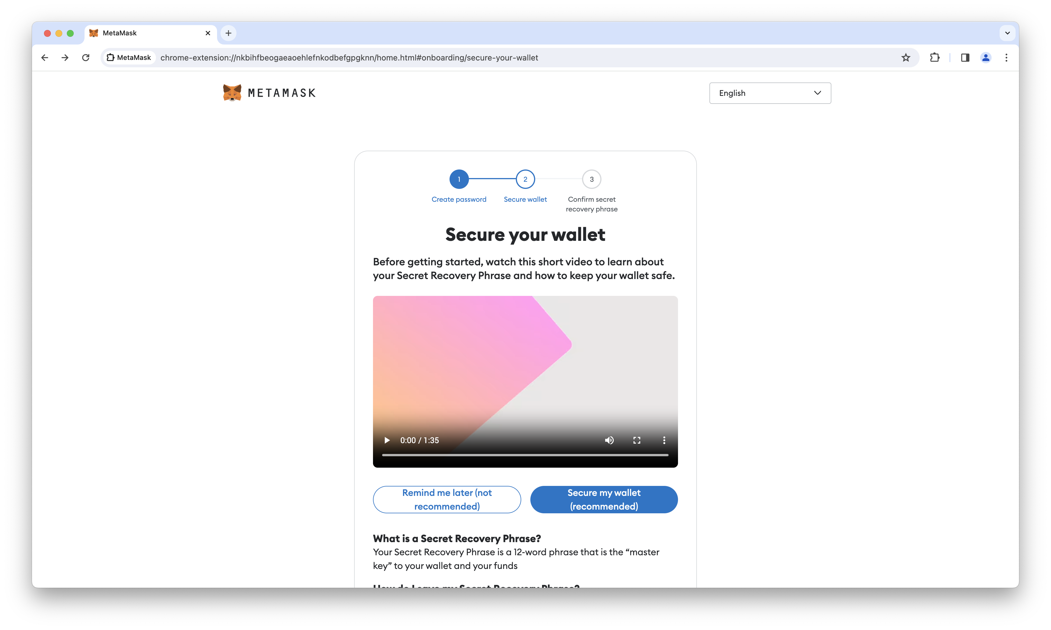 MetaMask security video page.